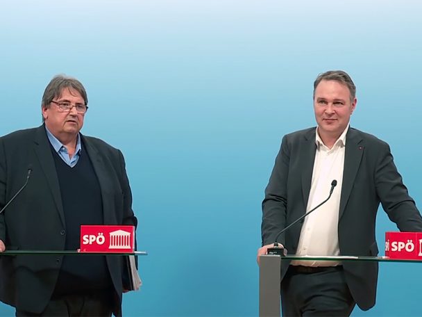 SPÖ-Chef Andreas Babler und der SPÖ Sozialsprecher im Parlament Josef Muchitsch